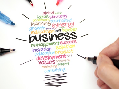 Strategic business planning word cloud in lightbulb shape - representing innovative consulting strategies for Minnesota cannabis license applications